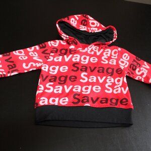 New York Sovereign State SAVAGE Toddler 2T Red Hooded Sweatshirt